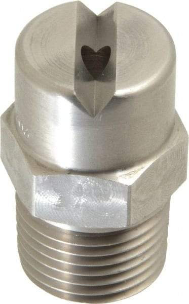 Bete Fog Nozzle - 1/2" Pipe, 65° Spray Angle, Grade 303 Stainless Steel, Standard Fan Nozzle - Male Connection, 9.49 Gal per min at 100 psi, 0.186" Orifice Diam - Exact Industrial Supply