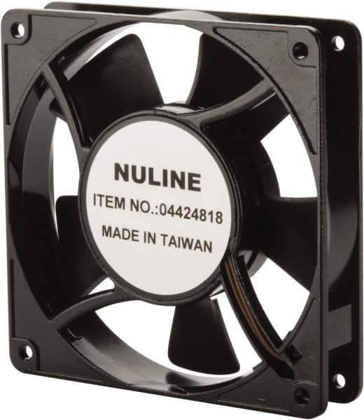 Value Collection - 230 Volts, AC, 81 CFM, Square Tube Axial Fan - 0.07 Amp Rating, 2,600 to 3,600 RPM, 4.7" High x 4.7" Wide x 1" Deep - Exact Industrial Supply