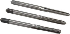 Interstate - #8-32 UNC, 4 Flute, Bottoming, Plug & Taper, Bright Finish, High Speed Steel Tap Set - Right Hand Cut, 2-1/8" OAL, 3/4" Thread Length - Exact Industrial Supply