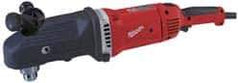 Milwaukee Tool - 1/2" Keyed Chuck, 450 & 1,750 RPM, Angled Handle Electric Drill - 13 Amps, 120 Volts, Reversible, Includes Side Handle - Exact Industrial Supply