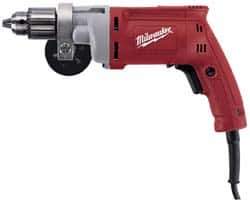 Milwaukee Tool - 1/2" Keyed Chuck, 850 RPM, Pistol Grip Handle Electric Drill - 8 Amps, 120 Volts, Reversible, Includes 1/2" Magnum Drill, Chuck Key with Holder, Side Handle - Exact Industrial Supply