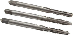 Interstate - #10-24 UNC, 4 Flute, Bottoming, Plug & Taper, Bright Finish, High Speed Steel Tap Set - Right Hand Cut, 2-3/8" OAL, 7/8" Thread Length - Exact Industrial Supply