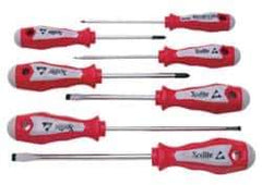 Xcelite - 7 Piece Phillips & Slotted Screwdriver Set - Blade Sizes: Width 1/8, 5/32, 3/16, 1/4 & 5/16, Bit Sizes: Philips #1 & #2 - Exact Industrial Supply