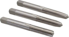 Interstate - 5/16-18 UNC, 4 Flute, Bottoming, Plug & Taper, Bright Finish, High Speed Steel Tap Set - Right Hand Cut, 2-23/32" OAL, 1" Thread Length - Exact Industrial Supply