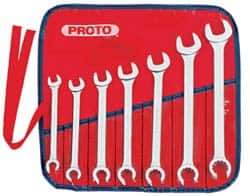 Proto - 7 Piece, 3/8" to 3/4", 12 Point Flare Nut Wrench Set - Inch Measurement Standard, Satin Finish, Comes in Pouch - Exact Industrial Supply