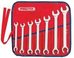 Proto - 7 Piece, 3/8" to 3/4", 12 Point Flare Nut Wrench Set - Inch Measurement Standard, Satin Finish, Comes in Pouch - Exact Industrial Supply