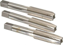 Interstate - 9/16-12 UNC, 4 Flute, Bottoming, Plug & Taper, Bright Finish, High Speed Steel Tap Set - Right Hand Cut, 3-19/32" OAL, 1-21/32" Thread Length - Exact Industrial Supply