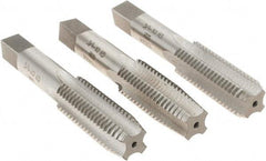 Interstate - 3/4-10 UNC, 4 Flute, Bottoming, Plug & Taper, Bright Finish, High Speed Steel Tap Set - Right Hand Cut, 4-1/4" OAL, 2" Thread Length - Exact Industrial Supply