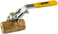 Parker - 1" Pipe, Brass Full Port Ball Valve - 2 Piece, NPT Ends, Lever Handle, 600 WOG, 150 WSP - Exact Industrial Supply