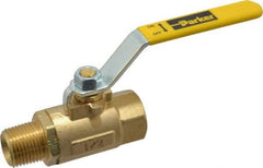 Parker - 1/2" Pipe, Brass Standard Ball Valve - 2 Piece, Inline - One Way Flow, MNPT x FNPT Ends, Lever Handle, 600 WOG, 150 WSP - Exact Industrial Supply