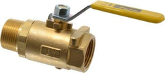 Parker - 1" Pipe, Brass Standard Ball Valve - 2 Piece, Inline - One Way Flow, MNPT x FNPT Ends, Lever Handle, 600 WOG, 150 WSP - Exact Industrial Supply