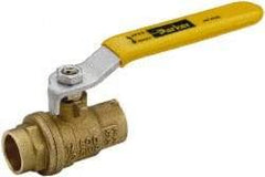 Parker - 1" Pipe, Brass Standard Ball Valve - 2 Piece, Inline - One Way Flow, Soldered x Soldered Ends, Lever Handle, 600 WOG, 150 WSP - Exact Industrial Supply