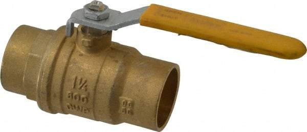 Parker - 1-1/4" Pipe, Brass Standard Ball Valve - 2 Piece, Inline - One Way Flow, Soldered x Soldered Ends, Lever Handle, 600 WOG, 150 WSP - Exact Industrial Supply