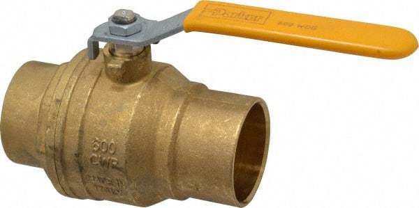 Parker - 2" Pipe, Brass Standard Ball Valve - 2 Piece, Inline - One Way Flow, Soldered x Soldered Ends, Lever Handle, 600 WOG, 150 WSP - Exact Industrial Supply