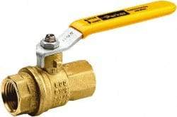 Parker - 1" Pipe, Brass Standard Ball Valve - 2 Piece, Inline - One Way Flow, FNPT x FNPT Ends, Lever Handle, 600 WOG, 150 WSP - Exact Industrial Supply