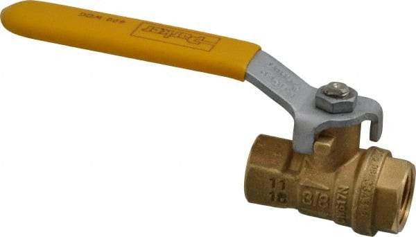 Parker - 3/8" Pipe, Brass Standard Ball Valve - 2 Piece, Inline - One Way Flow, FNPT x FNPT Ends, Lever Handle, 600 WOG, 150 WSP - Exact Industrial Supply