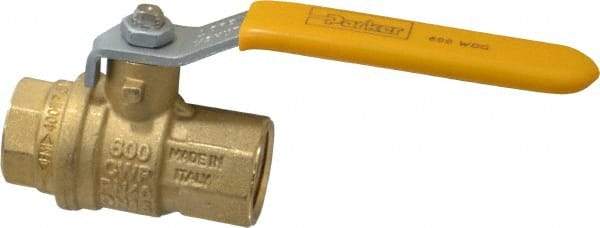 Parker - 1/2" Pipe, Brass Standard Ball Valve - 2 Piece, Inline - One Way Flow, FNPT x FNPT Ends, Lever Handle, 600 WOG, 150 WSP - Exact Industrial Supply