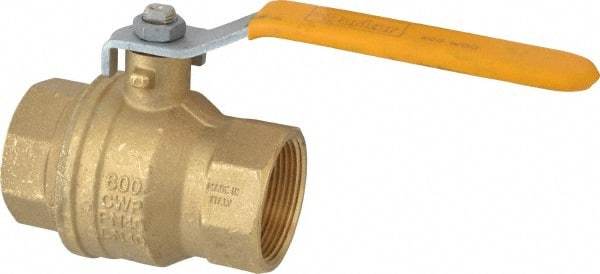 Parker - 1-1/2" Pipe, Brass Standard Ball Valve - 2 Piece, Inline - One Way Flow, FNPT x FNPT Ends, Lever Handle, 600 WOG, 150 WSP - Exact Industrial Supply