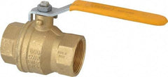 Parker - 1-1/2" Pipe, Brass Standard Ball Valve - 2 Piece, Inline - One Way Flow, FNPT x FNPT Ends, Lever Handle, 600 WOG, 150 WSP - Exact Industrial Supply