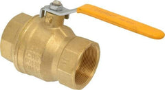 Parker - 2" Pipe, Brass Standard Ball Valve - 2 Piece, Inline - One Way Flow, FNPT x FNPT Ends, Lever Handle, 600 WOG, 150 WSP - Exact Industrial Supply