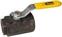 Parker - 1" Pipe, Carbon Steel Standard Ball Valve - 2 Piece, Inline - One Way Flow, FNPT x FNPT Ends, Lever Handle, 2,000 WOG, 150 WSP - Exact Industrial Supply