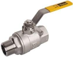 Parker - 1" Pipe, Full Port, Stainless Steel Standard Ball Valve - 2 Piece, Inline - One Way Flow, MNPT x FNPT Ends, Lever Handle, 2,000 WOG, 150 WSP - Exact Industrial Supply
