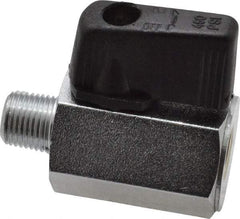 Value Collection - 1/8" Pipe, Brass Miniature Ball Valve - Inline - One Way Flow, MNPT x FNPT Ends, Wedge Handle, 450 WOG - Exact Industrial Supply