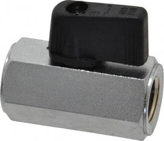 Value Collection - 1/4" Pipe, Brass Miniature Ball Valve - Inline - One Way Flow, FNPT x FNPT Ends, Wedge Handle, 450 WOG - Exact Industrial Supply