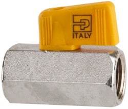 Parker - 3/8 x 1/4" Pipe, Brass Miniature Ball Valve - Inline - One Way Flow, FNPT x FNPT Ends, Wedge Handle, 450 WOG - Exact Industrial Supply