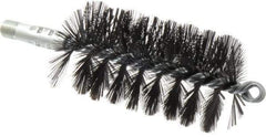 Schaefer Brush - 4-1/2" Brush Length, 2-1/2" Diam, Double Stem, Single Spiral Flue Brush - 7-1/2" Long, Tempered Steel Wire, 1/4" NPSM Male Connection - Exact Industrial Supply