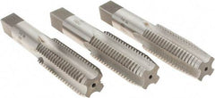 Interstate - 1-8 UNC, 4 Flute, Bottoming, Plug & Taper, Bright Finish, High Speed Steel Tap Set - Right Hand Cut, 5-1/8" OAL, 2-1/2" Thread Length - Exact Industrial Supply