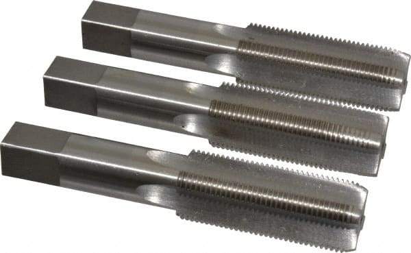 Interstate - 1-14 UNS, 4 Flute, Bottoming, Plug & Taper, Bright Finish, High Speed Steel Tap Set - Right Hand Cut, 5-1/8" OAL, 2-1/2" Thread Length - Exact Industrial Supply