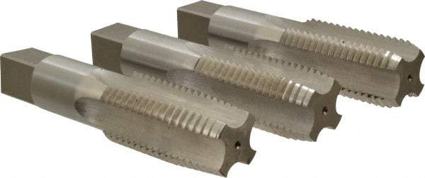 Interstate - 1-1/2 - 6 UNC, 4 Flute, Bottoming, Plug & Taper, Bright Finish, High Speed Steel Tap Set - Right Hand Cut, 6-3/8" OAL, 3" Thread Length - Exact Industrial Supply