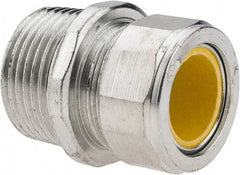 Cooper Crouse-Hinds - 0.65 to 3/4" Cable Capacity, Liquidtight, Straight Strain Relief Cord Grip - 1 NPT Thread, 1-3/4" Long, Steel - Exact Industrial Supply