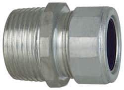 Cooper Crouse-Hinds - 3/4 to 0.85" Cable Capacity, Liquidtight, Straight Strain Relief Cord Grip - 1 NPT Thread, 1-3/4" Long, Steel - Exact Industrial Supply