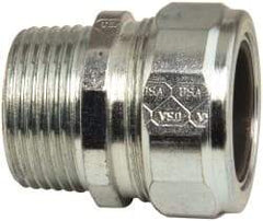 Cooper Crouse-Hinds - 0.85 to 0.95" Cable Capacity, Liquidtight, Straight Strain Relief Cord Grip - 1 NPT Thread, 1-7/8" Long, Steel - Exact Industrial Supply