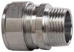 Cooper Crouse-Hinds - 3/4 to 0.85" Cable Capacity, Liquidtight, Straight Strain Relief Cord Grip - 3/4 NPT Thread, 1-9/16" Long, Steel - Exact Industrial Supply