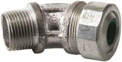 Cooper Crouse-Hinds - 0.45 to 0.56" Cable Capacity, Liquidtight, Elbow Strain Relief Cord Grip - 3/4 NPT Thread, 2-17/32" Long, Malleable Iron - Exact Industrial Supply