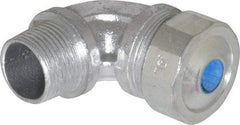 Cooper Crouse-Hinds - 0.35 to 0.45" Cable Capacity, Liquidtight, Elbow Strain Relief Cord Grip - 3/4 NPT Thread, 2-5/16" Long, Malleable Iron - Exact Industrial Supply