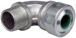 Cooper Crouse-Hinds - 0.45 to 0.56" Cable Capacity, Liquidtight, Elbow Strain Relief Cord Grip - 3/4 NPT Thread, 2-5/16" Long, Malleable Iron - Exact Industrial Supply