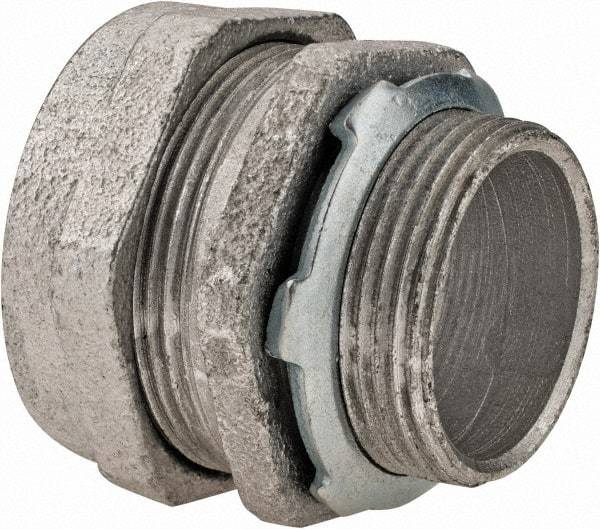 Cooper Crouse-Hinds - 1-1/4" Trade, Malleable Iron Compression Straight Rigid/Intermediate (IMC) Conduit Connector - Noninsulated - Exact Industrial Supply