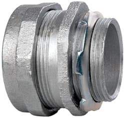 Cooper Crouse-Hinds - 1-1/2" Trade, Malleable Iron Compression Straight Rigid/Intermediate (IMC) Conduit Connector - Noninsulated - Exact Industrial Supply