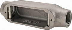 Cooper Crouse-Hinds - Form 5, C Body, 1-1/4" Trade, Rigid Malleable Iron Conduit Body - Oval, 9" OAL, 35 cc Capacity, Gray - Exact Industrial Supply