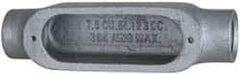 Cooper Crouse-Hinds - Form 5, C Body, 3/4" Trade, Rigid Malleable Iron Conduit Body - Oval, 6" OAL, 7-1/2 cc Capacity, Gray - Exact Industrial Supply