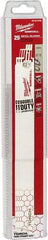 Milwaukee Tool - 12" Long x 1" Thick, Steel Reciprocating Saw Blade - Straight Profile, 18 TPI, Toothed Edge - Exact Industrial Supply