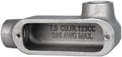 Cooper Crouse-Hinds - Form 5, LR Body, 3/4" Trade, Rigid Malleable Iron Conduit Body - Oval, 5.37" OAL, 7-1/2 cc Capacity, Gray - Exact Industrial Supply