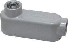 Cooper Crouse-Hinds - Form 5, LB Body, 3/4" Trade, IMC, Rigid Aluminum Conduit Body - Oval/Rectangle, 4.97" OAL, 7.3 cc Capacity, Silver - Exact Industrial Supply