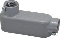 Cooper Crouse-Hinds - Form 5, LB Body, 3/4" Trade, EMT, IMC, Rigid Aluminum Conduit Body - Rectangle, 4.97" OAL, 7.3 cc Capacity, Gray - Exact Industrial Supply