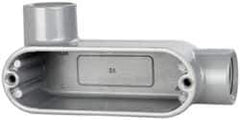 Cooper Crouse-Hinds - Form 5, LL Body, 1/2" Trade, IMC, Rigid Aluminum Conduit Body - Oval/Rectangle, 4.4" OAL, 4.35 cc Capacity, Silver - Exact Industrial Supply