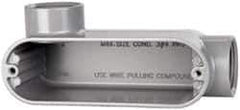 Cooper Crouse-Hinds - Form 5, LL Body, 1" Trade, IMC, Rigid Aluminum Conduit Body - Oval/Rectangle, 5.94" OAL, 12.2 cc Capacity, Silver - Exact Industrial Supply